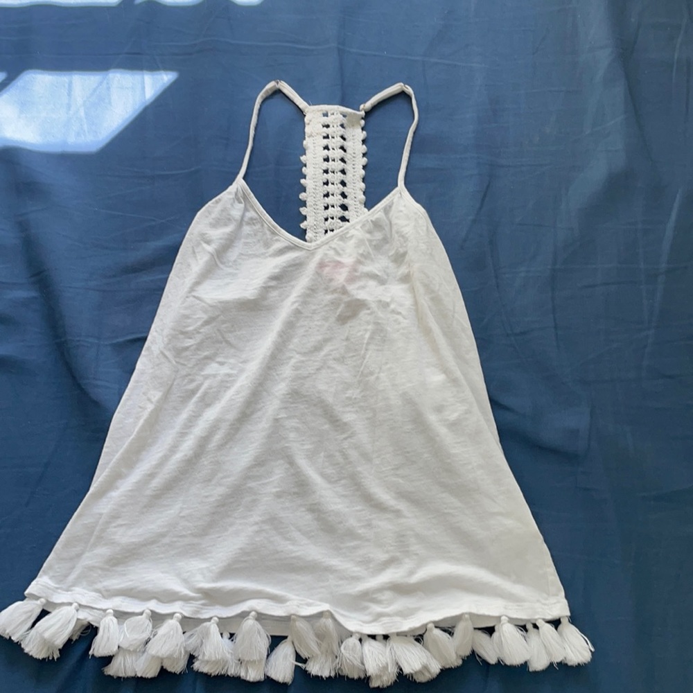 Lily Pulitzer Nya white tank top with fringe